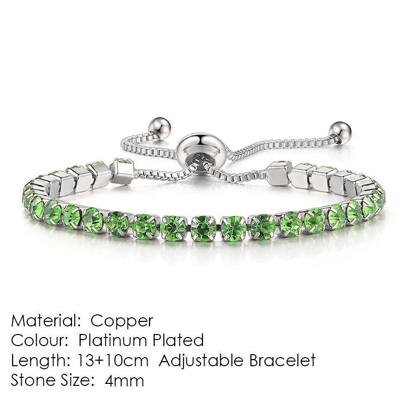 Pulseira ténis prateada com zircónias verdes