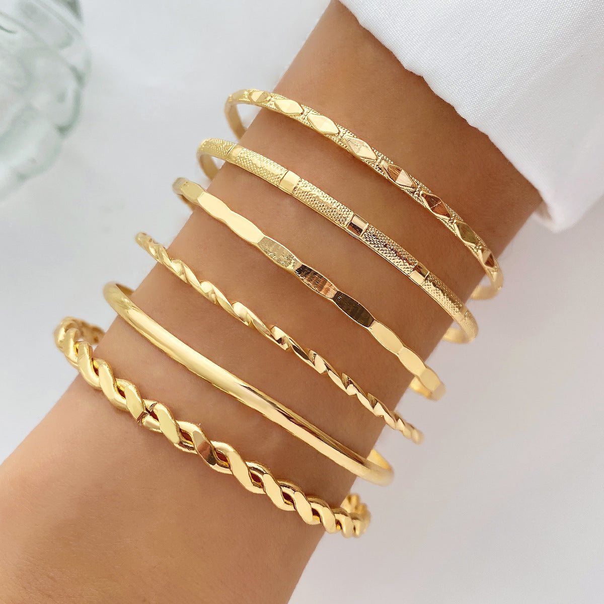 Conjunto 6 pulseiras boho douradas