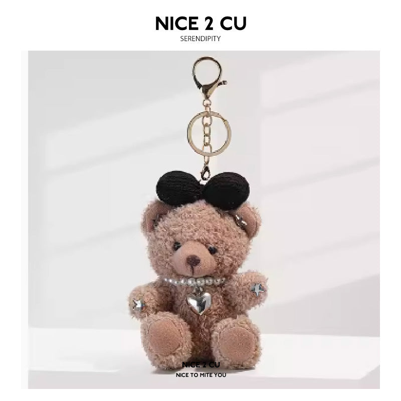 Bag charm ursinho laço coração