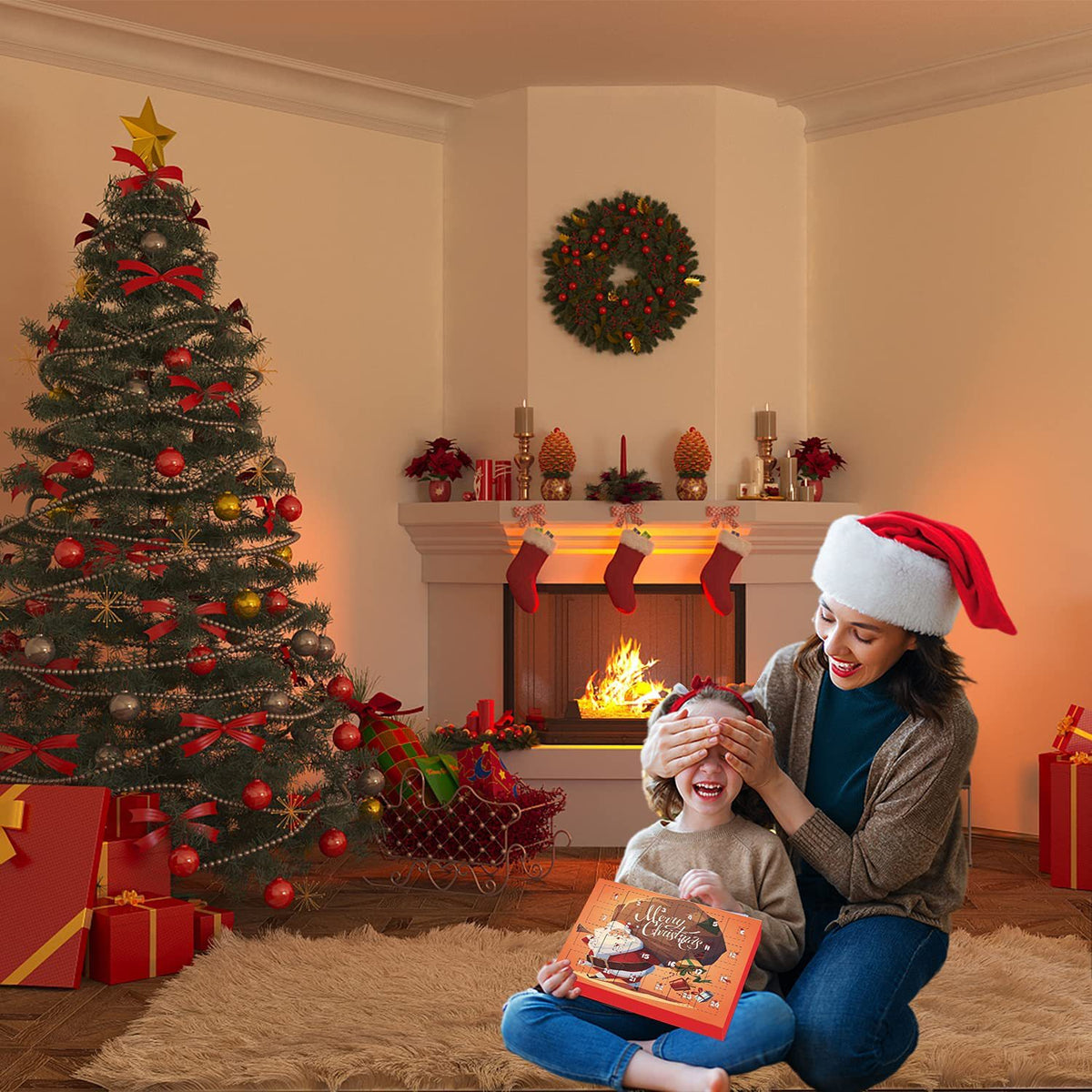Calendário do Advento de Natal com pulseira